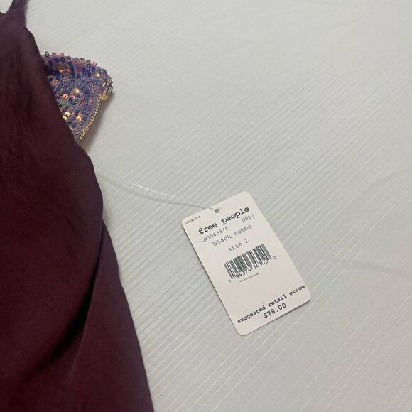 NWT Intimately Free People Dark Purple Sequin Combo Tank Top Size Large New - Picture 4 of 7